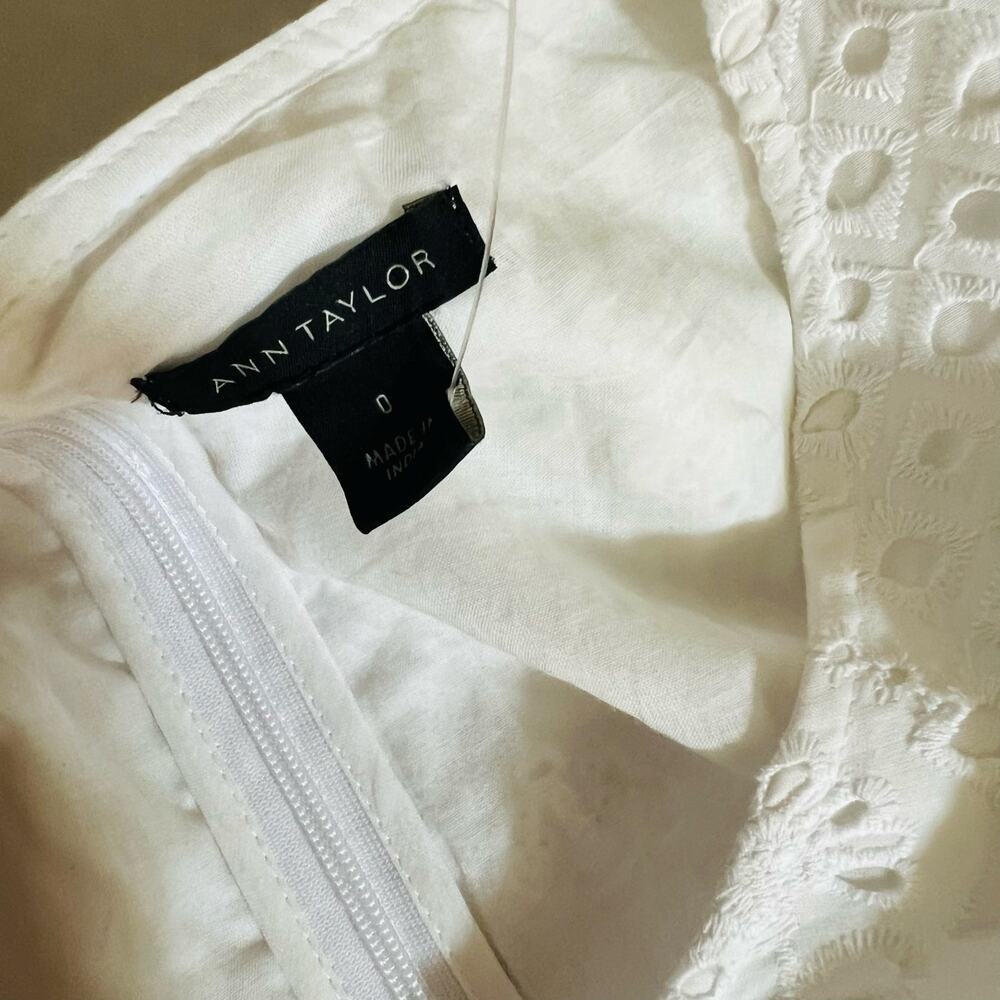 Ann Taylor White Eyelet Short Sleeve Hi Low Dress Size 0 - Picture 4 of 7